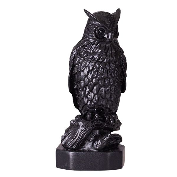 Koristeellinen kivi patsas veistos figuuri Pöllö musta 10 cm black 10 cm