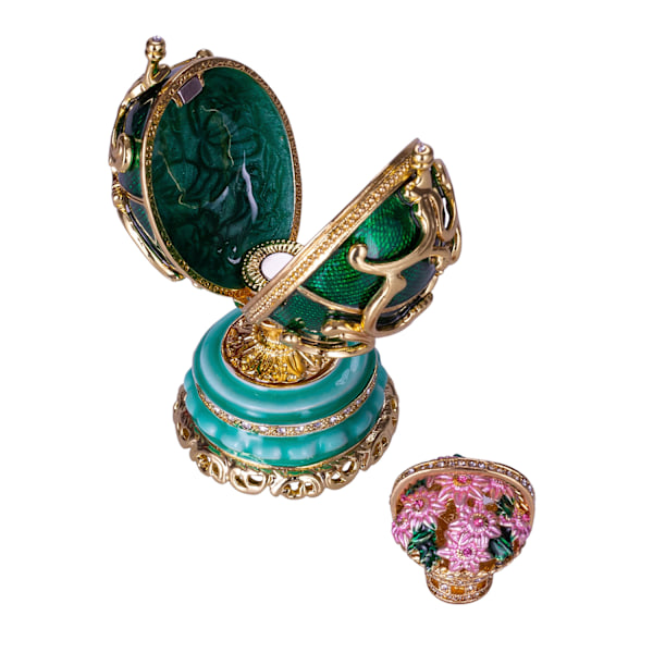 Faberge-tyylinen muna Kevätkukkia 8,5 cm vihreä green 8.5 cm