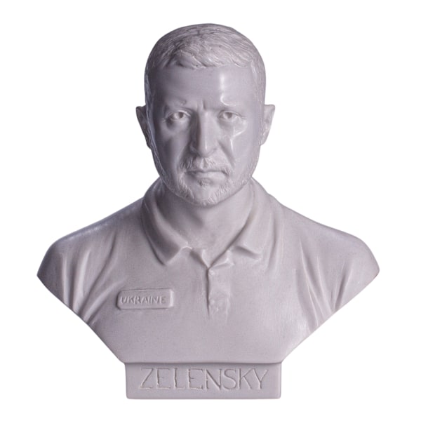 Marmorinen rintakuva patsas veistos Ukrainan presidentti Volodymyr Zelensky 15 cm white 15 cm