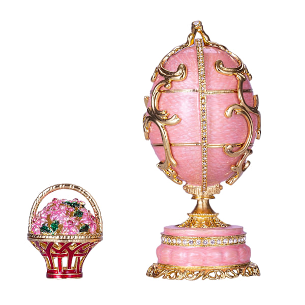 Musikaalinen muna Faberge-tyyliin Kevätkukkia 16,5 cm pinkki pink 16.5 cm