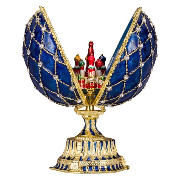 Faberge stil ägg med Saint-Basil-katedralen 12 cm blå blå 12 cm