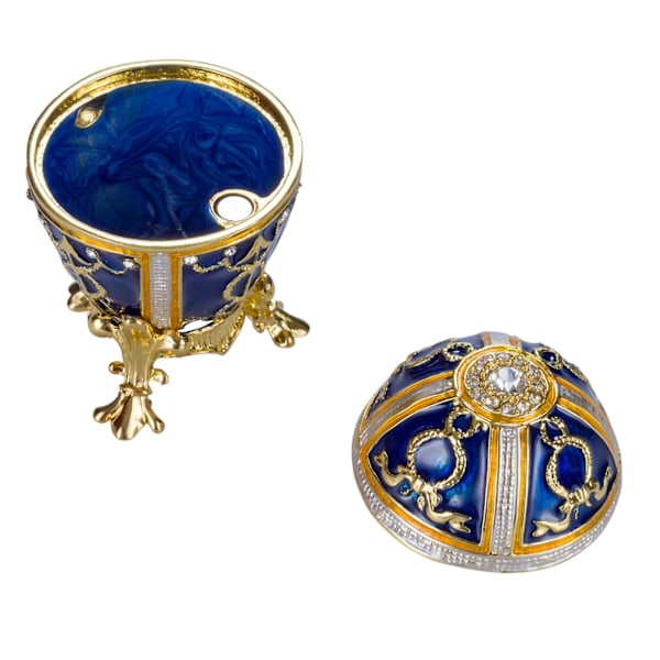 Faberge-tyylinen muna Ruusunnuppu 6 cm sininen blue 6 cm
