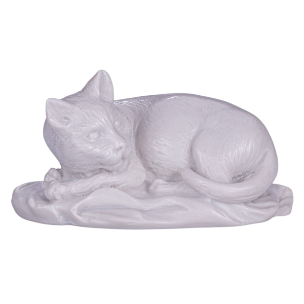 Dekorativ marmor staty skulptur figur Liggande katt vit 10 cm vit 10 cm