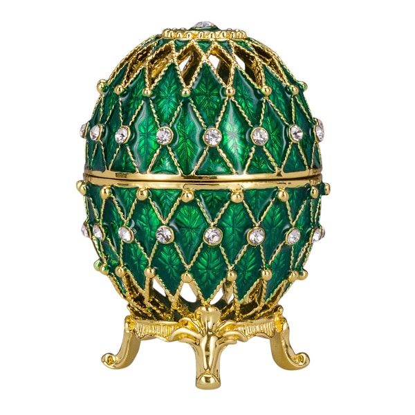 Fabergé-tyylinen veistetty muna, korurasia 7,5 cm vihreä green 7.5 cm