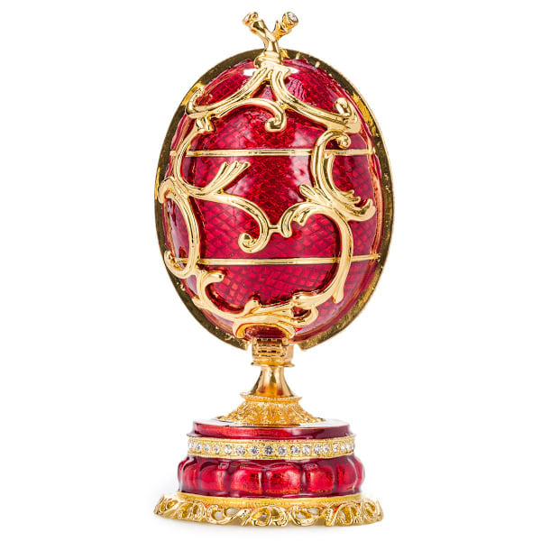 Musikaalinen muna Faberge-tyyliin Kevätkukkia 16,5 cm punainen red 16.5 cm