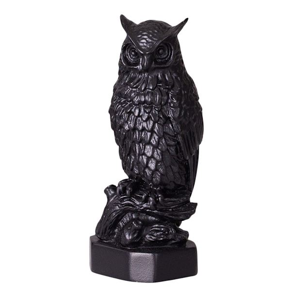 Koristeellinen kivi patsas veistos figuuri Pöllö musta 10 cm black 10 cm