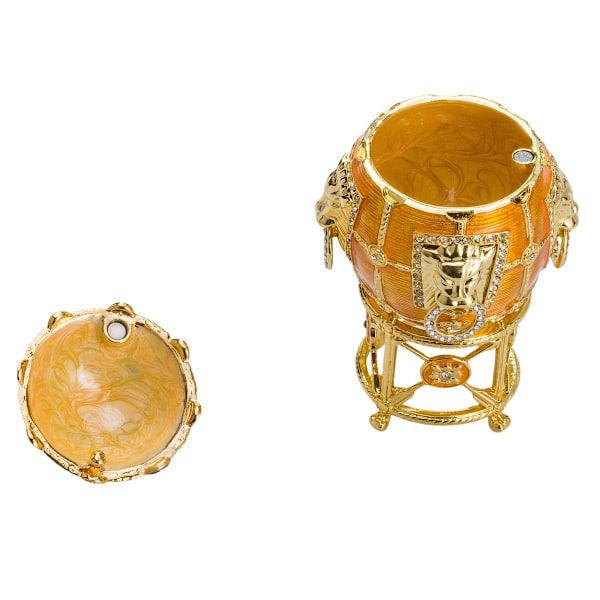 Faberge stil æg Smykkeskrin med løver 11 cm gul yellow 11 cm