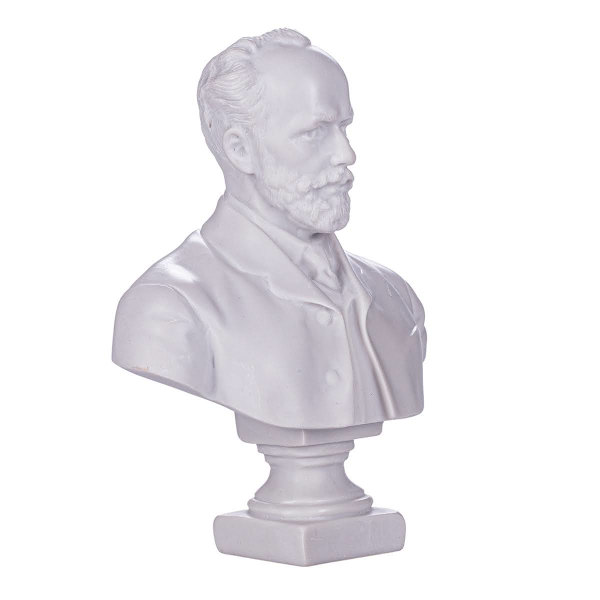 Marmor byst staty skulptur ryske kompositören Pyotr Tchaikovsky 19,5 cm vit 19.5 cm