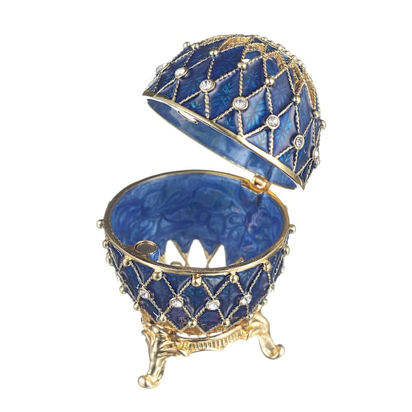 Faberge stil snidade ägg Smyckeskrin 7,5 cm blå blå 7.5 cm