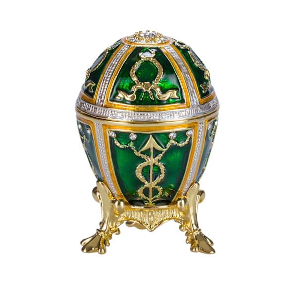 Faberge-tyylinen muna Ruusunnuppu 6 cm vihreä green 6 cm