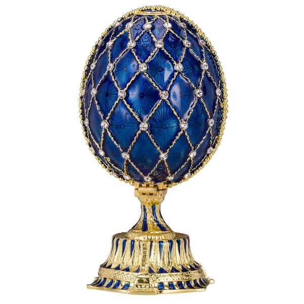 Fabergé-tyylinen muna Pyhän Vasilin katedraalilla 12 cm sininen blue 12 cm