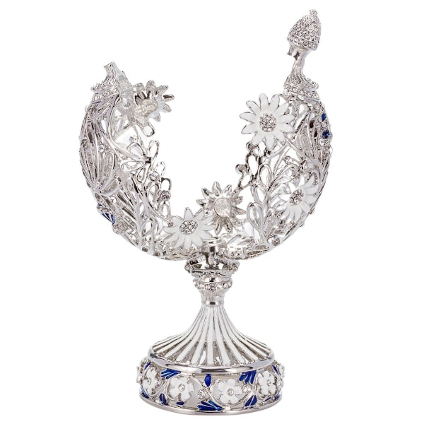 Veistetty muna Faberge-tyyliin kukilla ja perhosella 16,5 cm väri hopea silver 16.5 cm