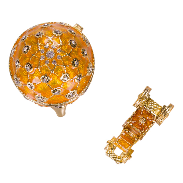 Faberge-tyylinen keisarillinen kruunausmuna, korurasia vaunuineen 6,5 cm keltainen yellow 6.5 cm