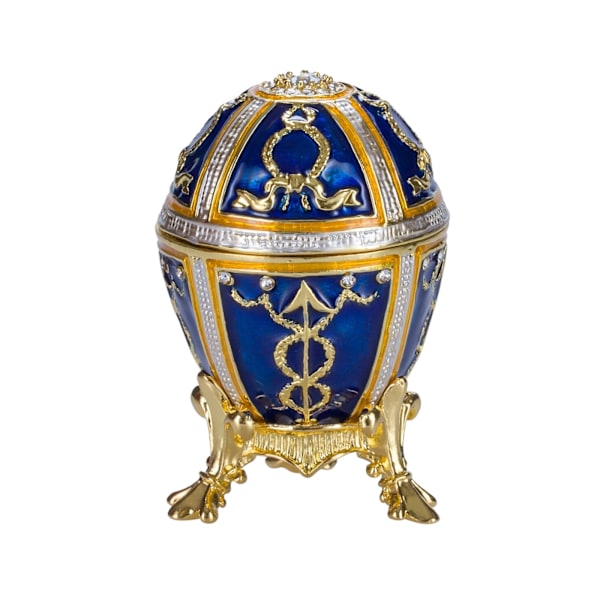Faberge-tyylinen muna Ruusunnuppu 6 cm sininen blue 6 cm