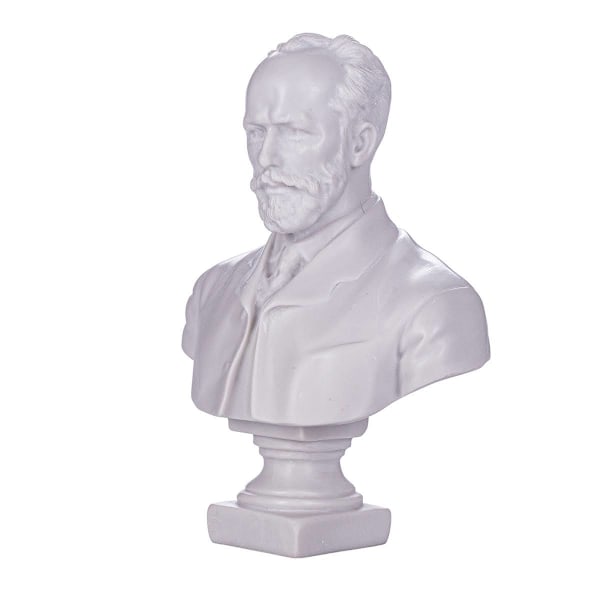 Marmor byst staty skulptur ryske kompositören Pyotr Tchaikovsky 19,5 cm vit 19.5 cm