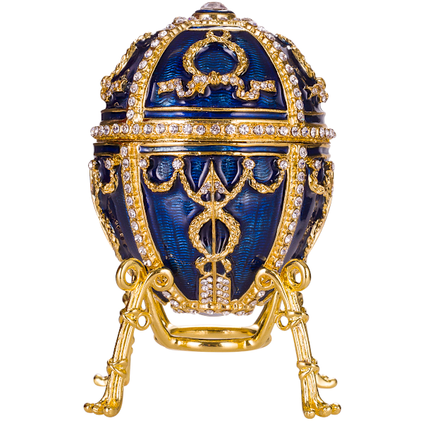 Faberge-tyylinen muna, korurasia riipuksella Ruusunuppu 9,5 cm sininen blue 9.5 cm