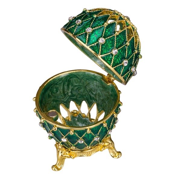 Fabergé-tyylinen veistetty muna, korurasia 7,5 cm vihreä green 7.5 cm