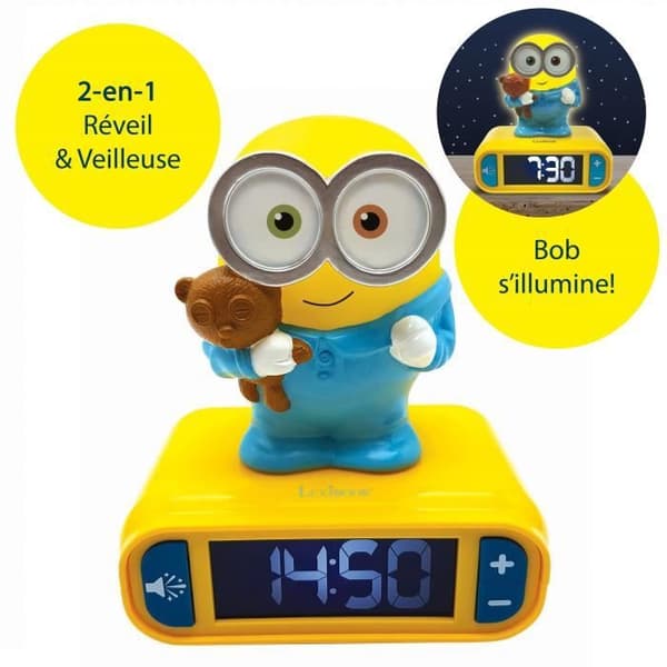 MINIONS Väckarklocka med 3D nattljus och ljudeffekter - LEXIBOOK