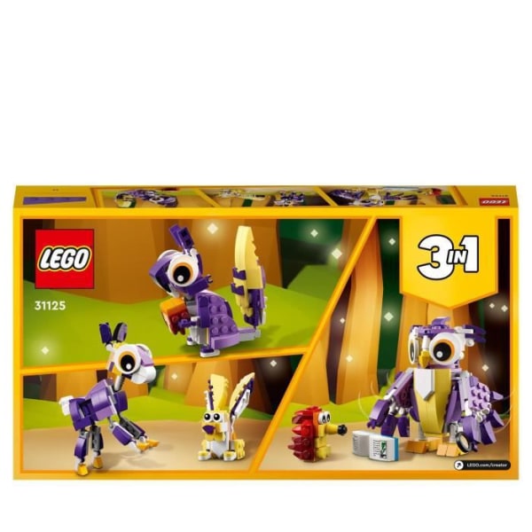 LEGO 31125 Creator 3 i 1 fantastiska skogsvarelser, från kanin till uggla till ekorre, djurfigurer