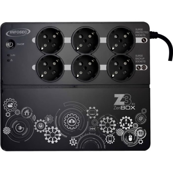 INFOSEC Högfrekvent inverter Z3 ZenBox EX 500 - 500 VA 6 FR / SCHUKO-uttag Svart