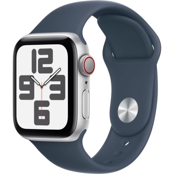 Apple Watch SE GPS + Cellular - 40 mm - Silver aluminiumfodral - Storm Blue Sport Band - S/M