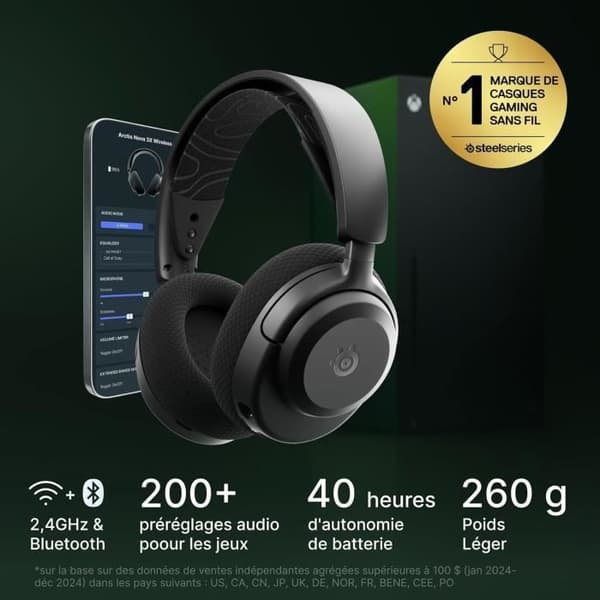 Trådlöst spelheadset - STEELSERIES - Arctis Nova 3XW - 40 timmars batteritid - 2,4 GHz-anslutning - Xbox-kompatibel