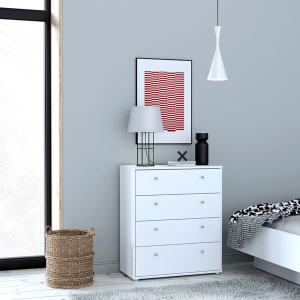 TEMPRA Byrå  Mattvit  4 lådor  B 73,7 × D 34,8 × H 85,5 cm