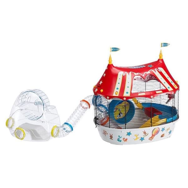 FERPLAST Cage Circus Fun 49,5x34x42,5 cm - Röd - För hamster