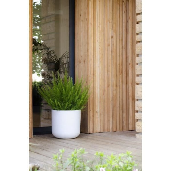 EDA PLASTIQUE - Rund kruka 40 cm Graphit'Up - 32,5 L - Kalkad vit