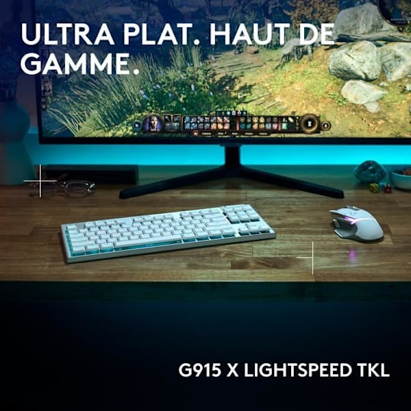 Speltangentbord - trådlöst - Logitech G - G915 TKL X - Touch switch - AZERTY - Vit