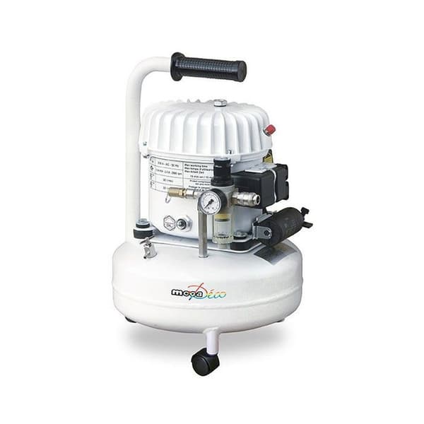 MECAFER tyst portabel luftkompressor 9L 0,5HP 8 bar för airbrush och underhåll vit
