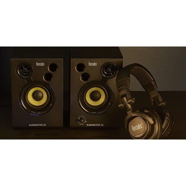 Hercules DJMonitor 32 - 2 x 15 W aktiva övervakningshögtalare