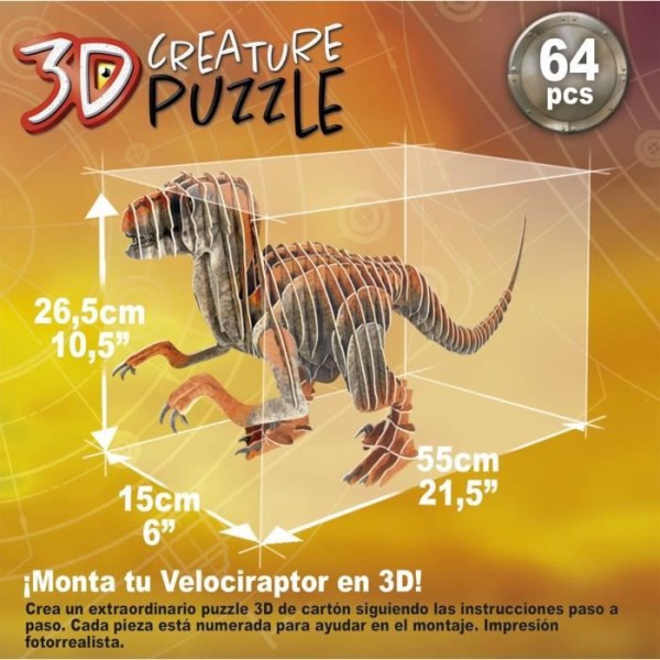 EDUCA - Velociraptor  3D Creature Puzzle