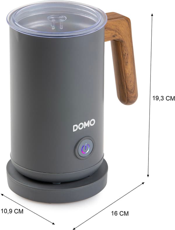 Mjölkskummare - DOMO - DO745MF - 500 W - 150 ml - 360° bas - Grå/Trä