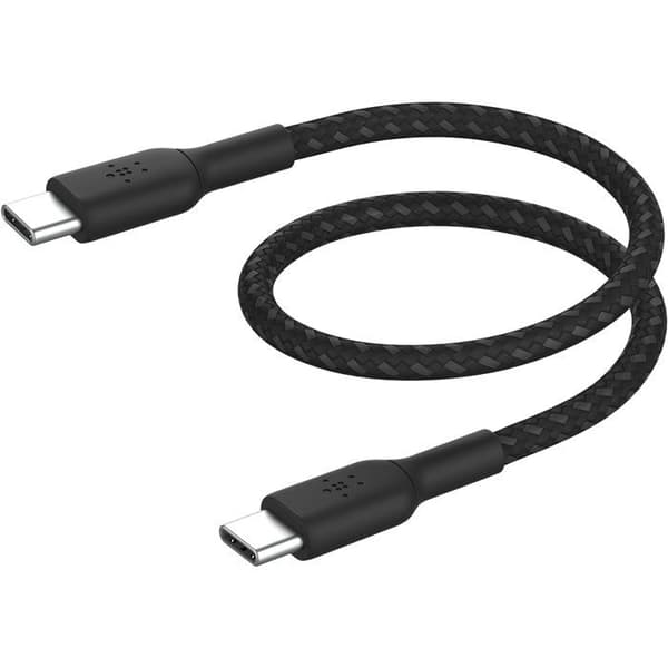 Flätad kabel - BELKIN - USB-C till USB-C - 0,15 m - Svart