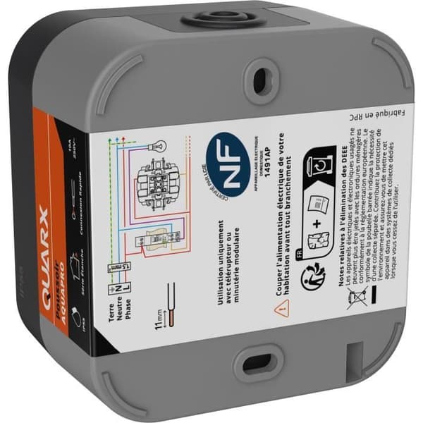 Tryckknapp - QUARX - Aqua Pro - Utomhus, 250V, 10A, IP55, NF-kompatibel