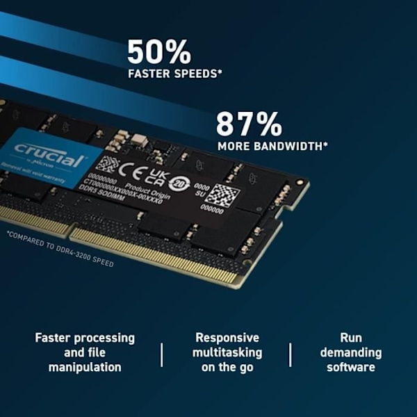 RAM-minne - CRUCIAL - DDR5-4800 SODIMM - 16 GB (CT16G48C40S5)