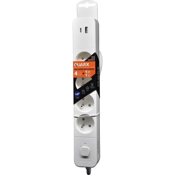 Eldosa - QUARX - 4 uttag - Med USB Typ C och USB A, 1,5 m kabel