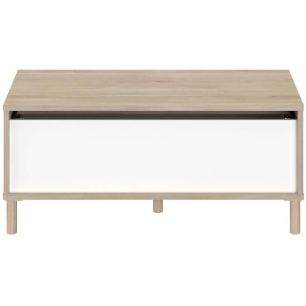 MORPHOS lift-up soffbord - L 100 x D 50 x H 43,6 cm - Rektangulär - Vit / Ek dekor - PARISOT