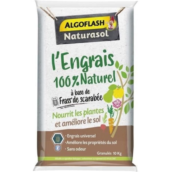 Fullt 100% naturlig gödningsmedel baserad på Scarab Fass - Algoflash Naturasol - 10 kg