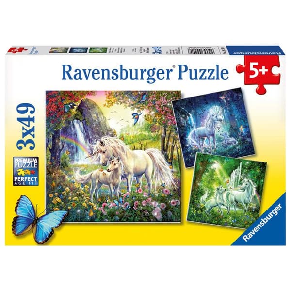 Pussel 3 x 49 bitar: Enhörningar