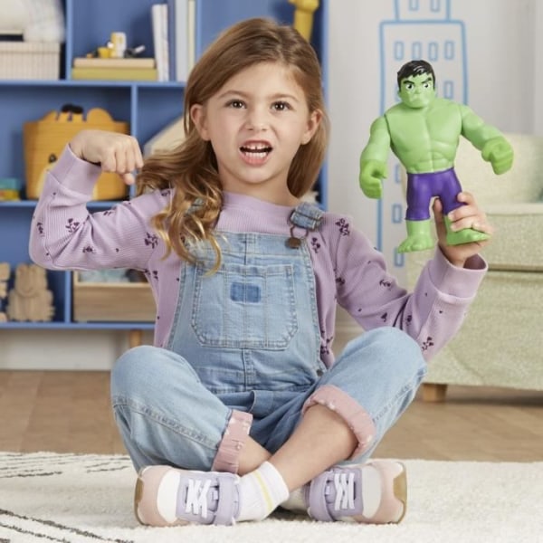Marvel Spidey och hennes extraordinära vänner, superhjältefigurens jätte Hulk -format på 22,5 cm för barn från 3 år gamla