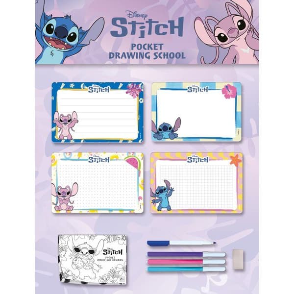 Pocket Drawing Studio - Stitch - LISCIANIGIOCHI - Ritset - Raderbara ritbrädor - Markörer ingår - Från 3 år