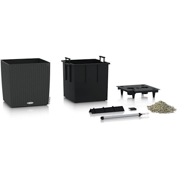LECHUZA CUBE Cottage 50 Planteringskärl - Granit - Automatisk bevattning - 61L - Flätdesign
