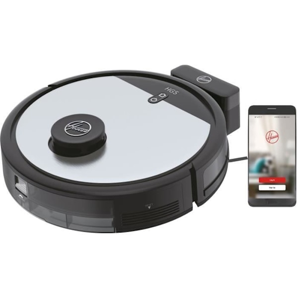 Hoover HG510D Dry Robot Dammsugare - WIFI - Laser Navigation - XL Borste - 90 min autonomi - Kraftfull - Ultra tyst 68 dBA Grå