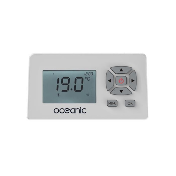 Fast elektrisk kylare med tröghet keramisk torkning 1500W Oceanic Ruby - Glass Fasad - White - NF