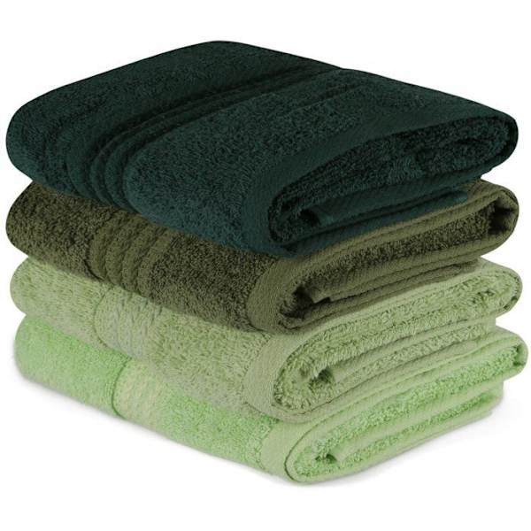 Set med 4 handdukar - 50 x 90 cm - Grön