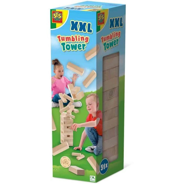 XXL Tumbling Tower - Skicklighetsspel - SES CREATIVE - XXL-version för utomhusbruk, spännande för barn och vuxna.