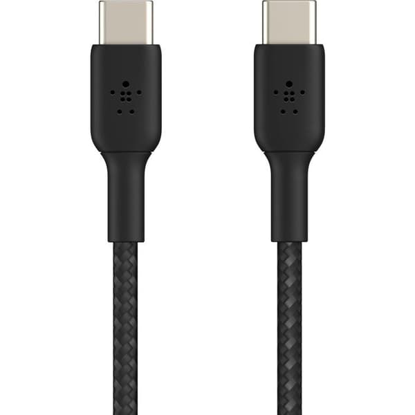 Flätad kabel - BELKIN - USB-C till USB-C - 0,15 m - Svart