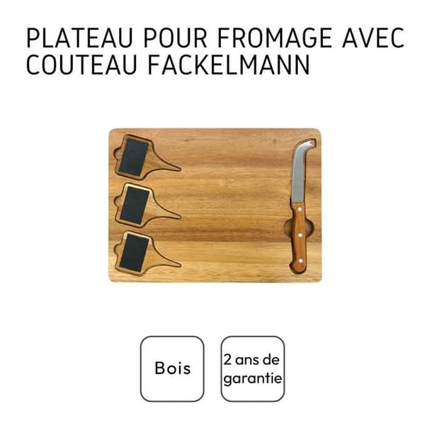 Ostbricka - FACKELMANN - Med skiffer + ostekniv - 32 x 23 cm - Trä